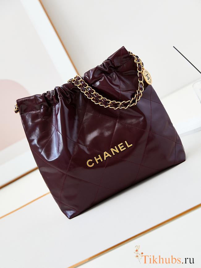 Chanel 22 Handbag Red Wine Gold 35x37x7cm - 1