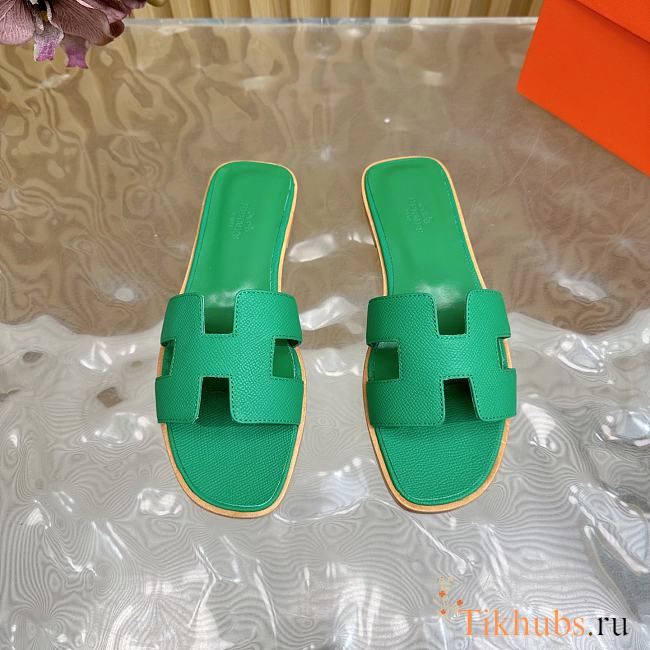 Hermes Oran Slides Green - 1