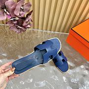 Hermes Oran Slides Navy Blue - 5