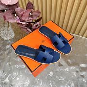 Hermes Oran Slides Navy Blue - 4