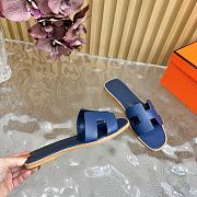 Hermes Oran Slides Navy Blue - 3