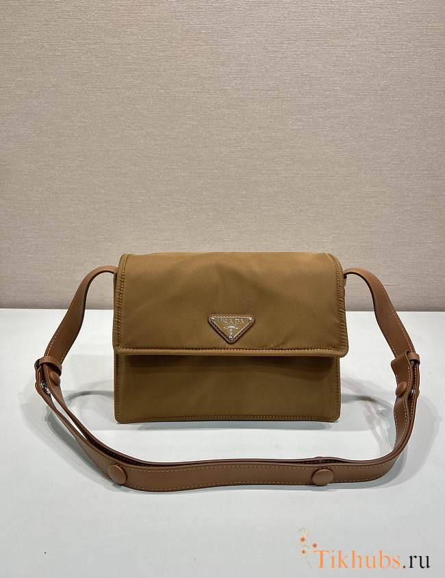 Prada Large Re-Nylon Padded Shoulder Bag Brown 23.5x18x11cm - 1