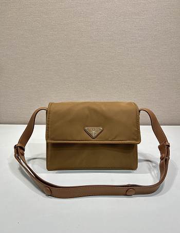 Prada Large Re-Nylon Padded Shoulder Bag Brown 23.5x18x11cm
