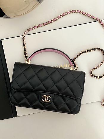 Chanel 23P Woc Flap Bag Black Pink Lambskin 17cm