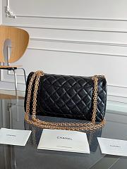 Chanel 2.55 Flap Bag Black Lambskin 25x6x16cm - 2