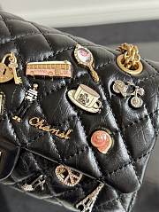 Chanel 2.55 Flap Bag Black Lambskin 25x6x16cm - 5