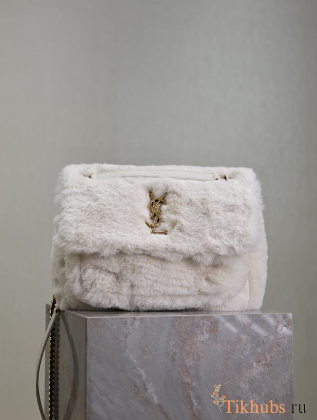 YSL Niki Bag Fur White 28x20x8.5cm - 1