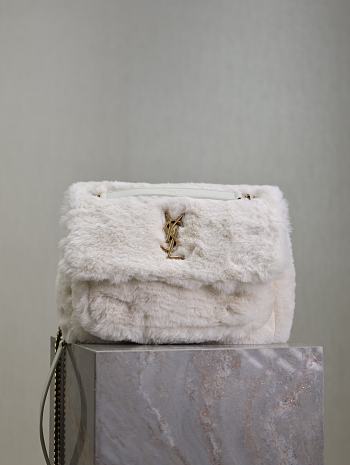 YSL Niki Bag Fur White 28x20x8.5cm