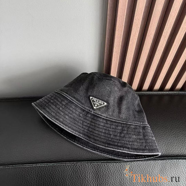 Prada Denim Bucket Hat In Black - 1