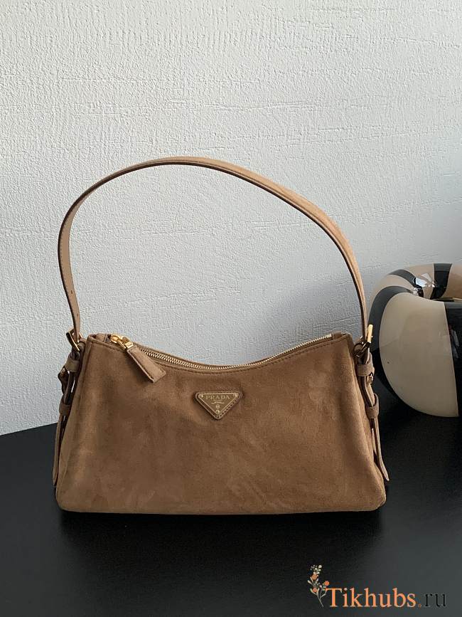 Prada Aimee Medium Suede Shoulder Bag 31x18x10cm - 1