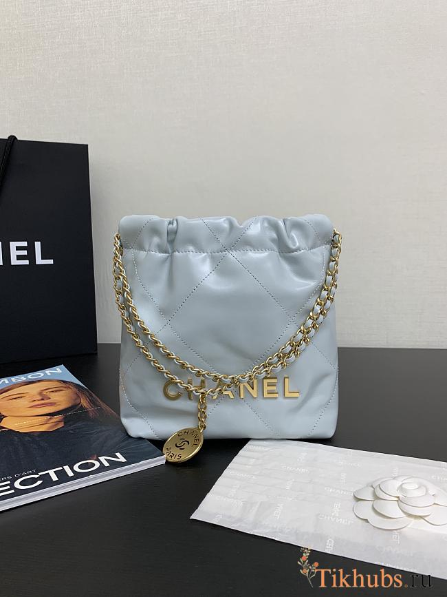 Chanel Mini 22 Handbag Light Blue Gold 20cm - 1