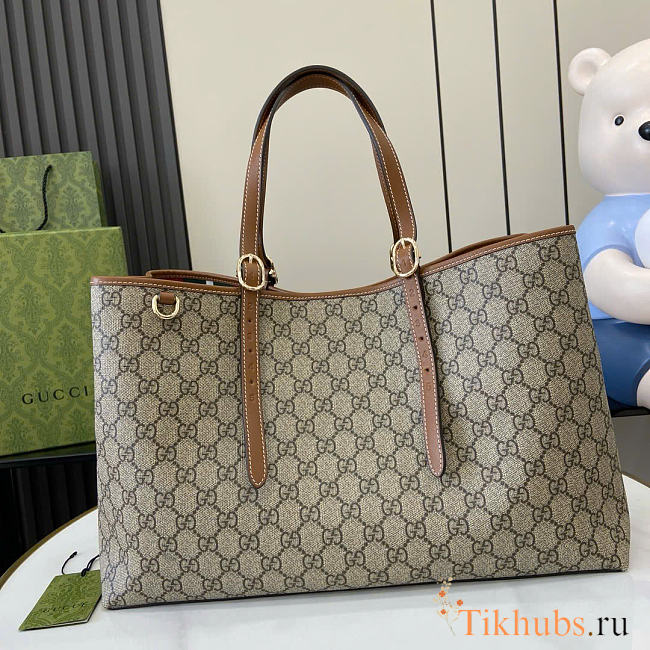 Gucci GG Emblem Medium Tote Bag Brown 38x25x15cm - 1