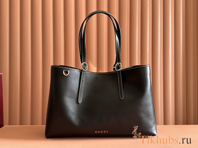 Gucci GG Emblem Medium Tote Bag Full Black 38x25x15cm - 1