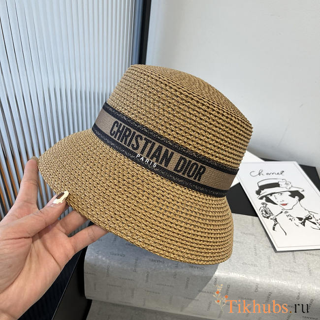 Dior D-Bobby Brim Hat Straw Black - 1