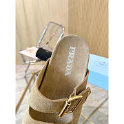 Prada Suede Buckle Slide Sandals Beige - 5