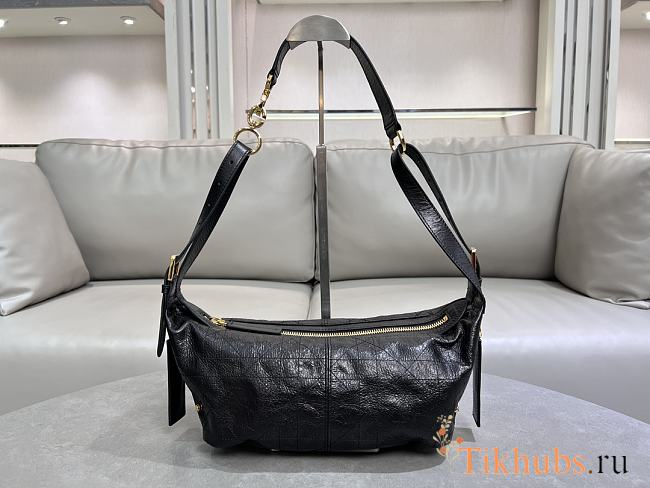 Dior Small D-Journey Bag Calfskin Black 25.5x14.5x14cm - 1