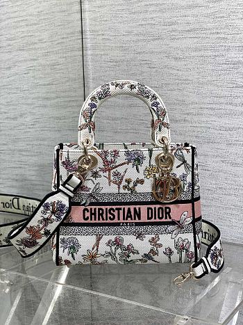 Dior Lady D-lite Bag White Flower 24cm