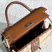 Hermes Kelly Picnic Mini Bag Brown Silver 19cm - 5