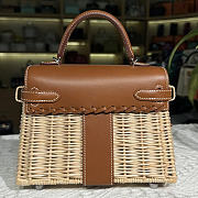 Hermes Kelly Picnic Mini Bag Brown Silver 19cm - 3