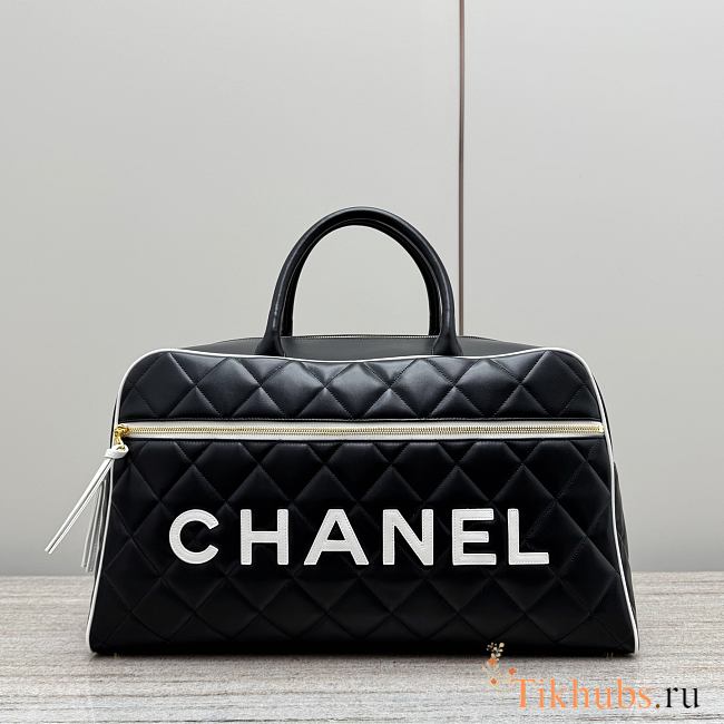 Chanel Duffle Bag Black Lambskin 47x27x13cm - 1