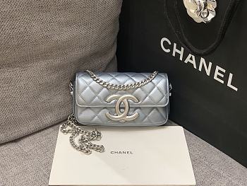 Chanel 23P Flap Bag Silver 18x10x3.5cm