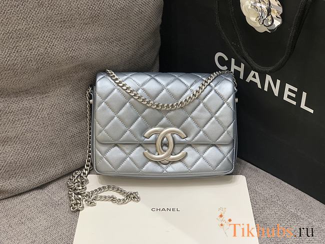 Chanel 23P Flap Bag Lambskin Silver 24cm - 1