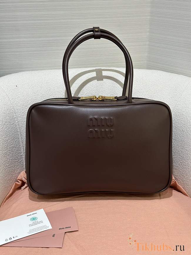 Miu Miu Beau Bag Dark Brown Leather 35x12x22cm - 1