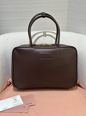 Miu Miu Beau Bag Dark Brown Leather 35x12x22cm