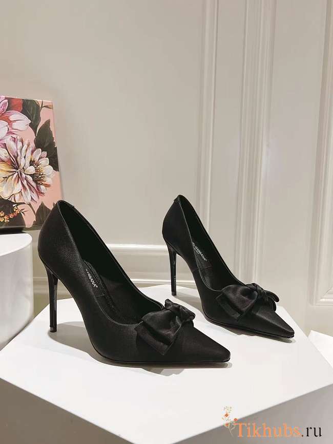 Dolce & Gabbana Satin Bow Black Heel 10cm - 1