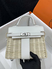 Hermes Kelly Picnic Mini Bag White Silver 19cm - 1