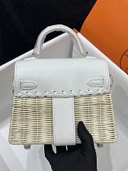 Hermes Kelly Picnic Mini Bag White Silver 19cm - 4