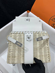 Hermes Kelly Picnic Mini Bag White Silver 19cm - 3