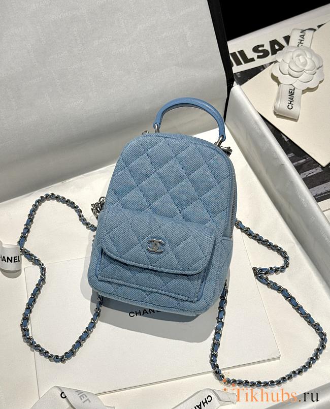 Chanel 25C Mini Backpack Blue Denim 18x13x9cm - 1