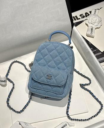 Chanel 25C Mini Backpack Blue Denim 18x13x9cm