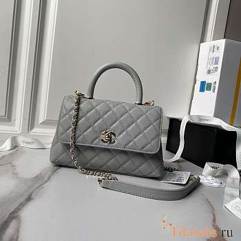 Chanel Small Coco Top Handle Grey Gold 23cm