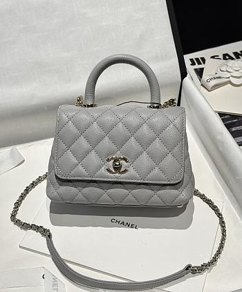 Chanel Mini Coco Handle Bag Grey Caviar 18x13x9cm