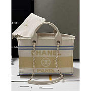 Chanel Shopping Bag Canvas Metal Blue Yellow 34cm - 1