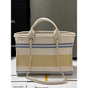 Chanel Shopping Bag Canvas Metal Blue Yellow 34cm - 5