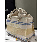 Chanel Shopping Bag Canvas Metal Blue Yellow 34cm - 3