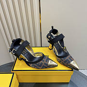 Fendi Colibrì Brown Mesh High-Heeled Slingbacks 8.5cm - 1