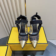 Fendi Colibrì Brown Mesh High-Heeled Slingbacks 8.5cm - 2