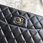Chanel Large Flap Bag Silver Hardware Black Lambskin 33cm - 2