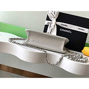 Chanel Flap Bag Tweed Lambskin Silver Gray White Black 22cm - 5