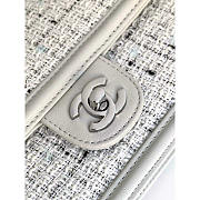 Chanel Flap Bag Tweed Lambskin Silver Gray White Black 22cm - 2