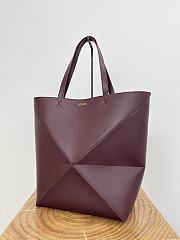 Loewe XL Puzzle Fold Tote Shiny Calfskin Red Wine 42x41x18cm - 2