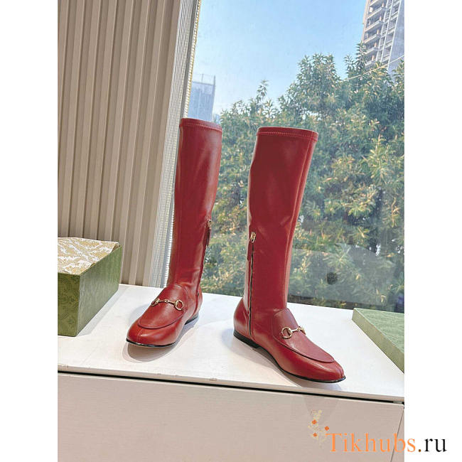 Gucci Horsebit Knee Red High Boots - 1