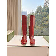 Gucci Horsebit Knee Red High Boots - 2
