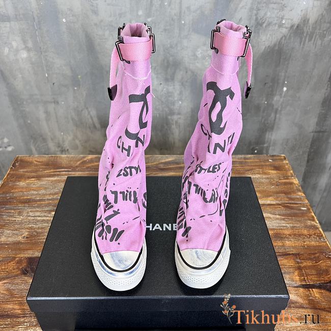 Chanel Interlocking Cc Pink Riding Boots - 1