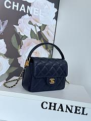 Chanel Mini Flap Bag Handle Caviar Gold Navy Blue 19x14x4.5cm - 5