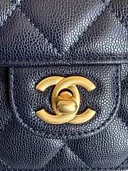 Chanel Mini Flap Bag Handle Caviar Gold Navy Blue 19x14x4.5cm - 3